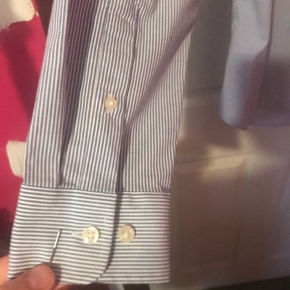 Goodfellow & Co. Blue & White Striped Button Down Shirt Mens Medium M 15 to 15.5 - Picture 12 of 12